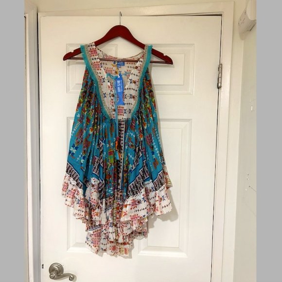 Happy Island Dresses & Skirts - Happy Island Greek Resort Collection Mini Dress Exposed Shoulder Long Sleeve S/M